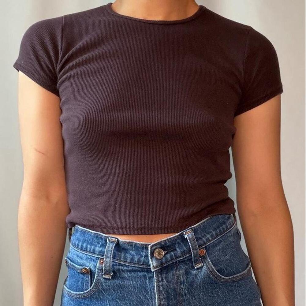 BDG brown ribbed baby tee